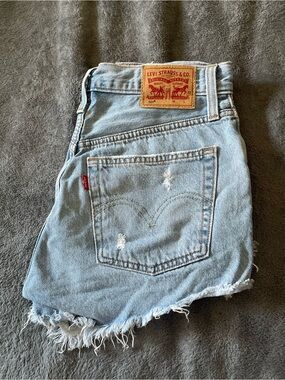 Levi's Light Blue Distressed 501 Denim Shorts